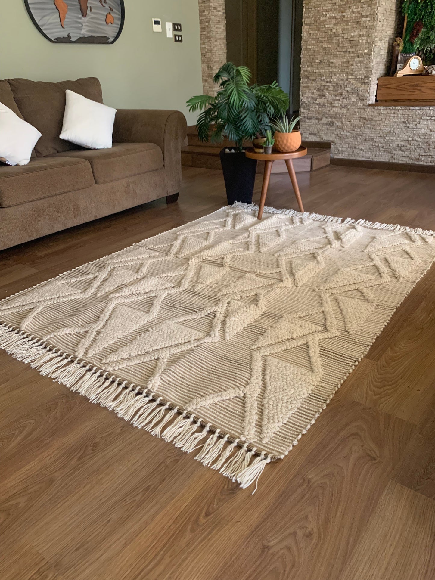 Handgefertigter Kelim-Teppich – Beige – Luxor