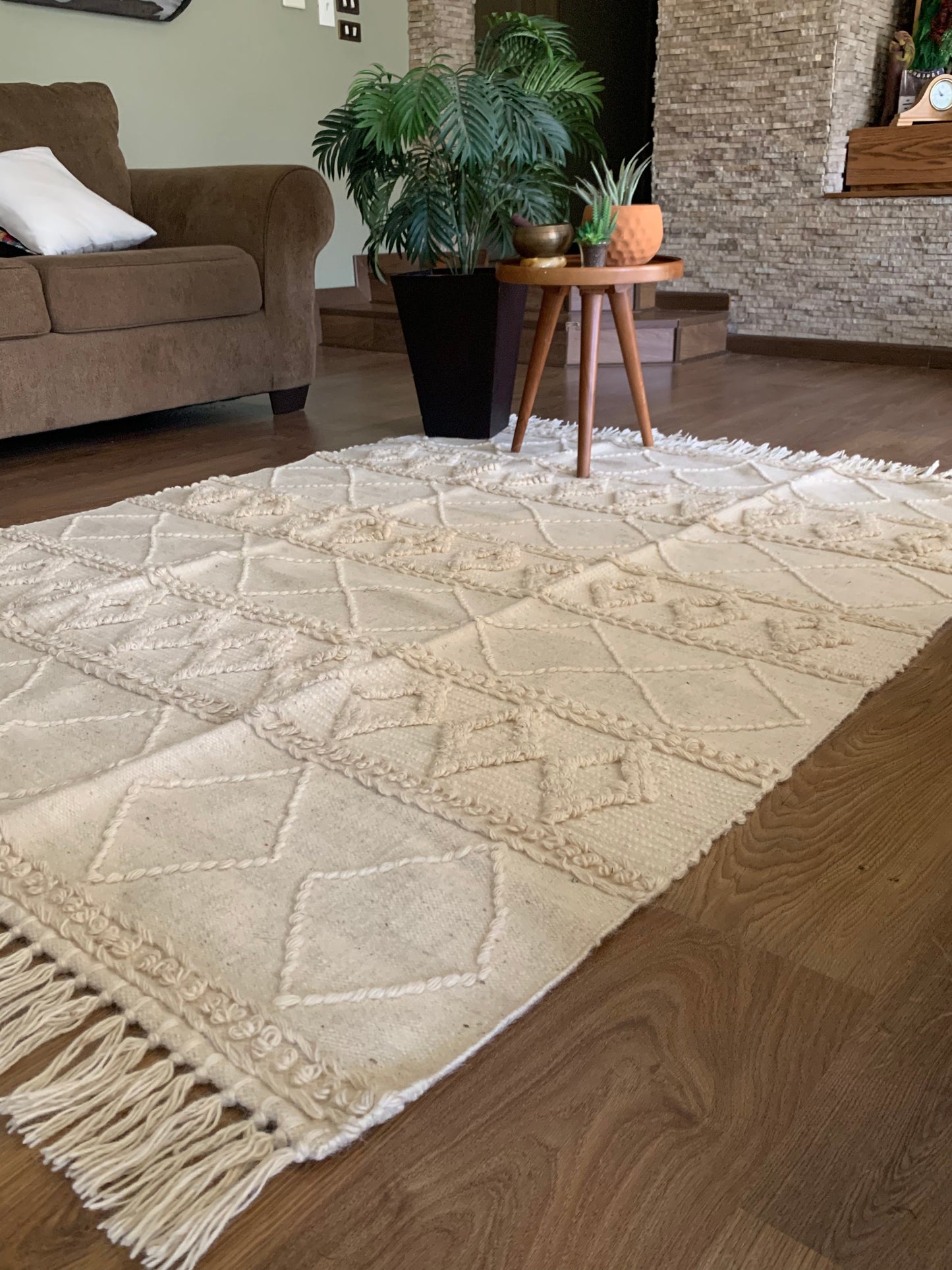 Handmade Kilim Rug - Sandy White- Thebes